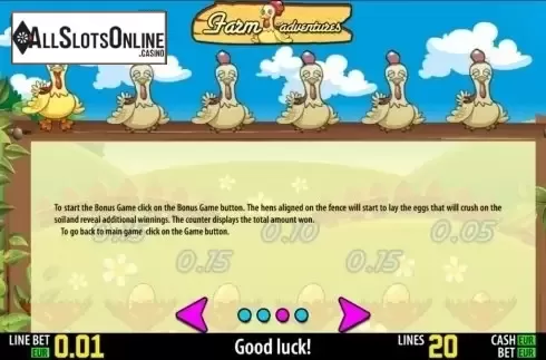 Paytable 3. Farm Adventures HD from World Match