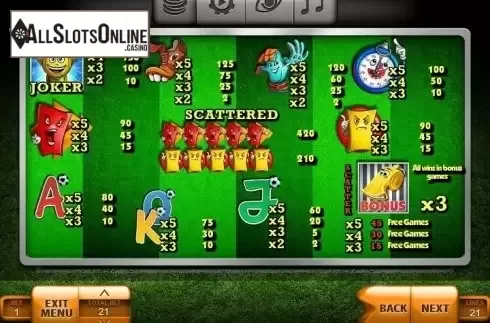Paytable. Football (Endorphina) from Endorphina