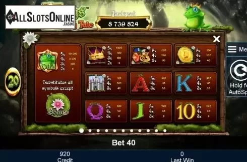 Paytable 1. Frogs Fairy Tale from Greentube