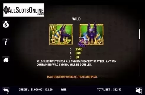 Paytable 2. God Anubis from Slot Factory