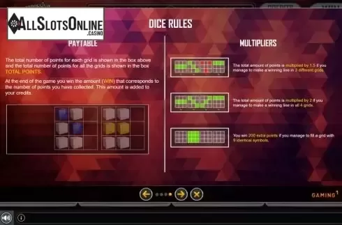 Paylines. HiLo Dice Progressive from GAMING1