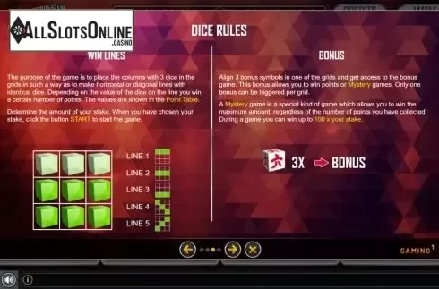 Features 2. HiLo Dice Progressive from GAMING1