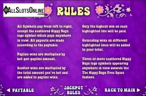 Paytable 2. Hippy Days from Bwin.Party