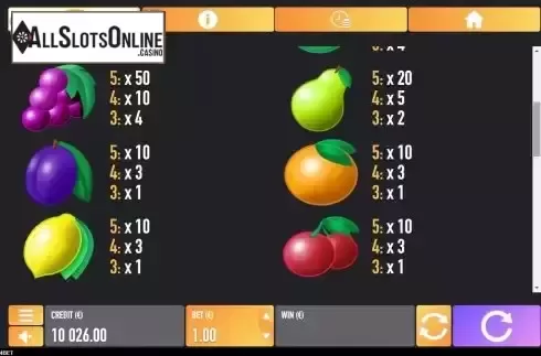 Pay Table screen 2