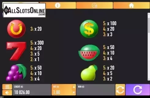 Pay Table screen