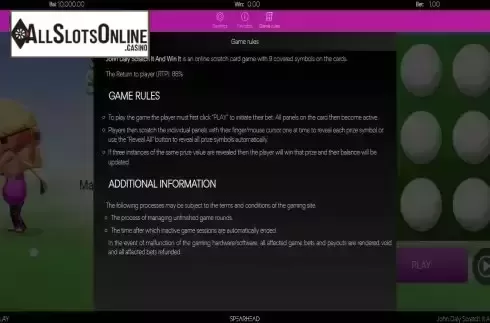 Game Rules screen