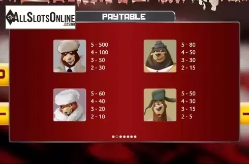 Paytable 2. KGB Bears from The Games Company
