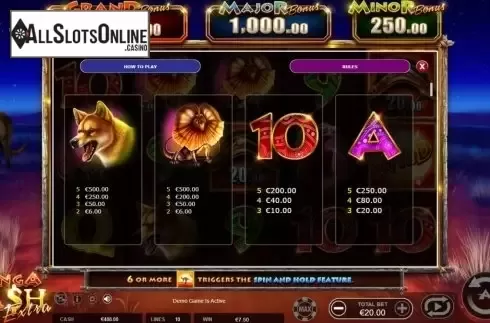 Paytable 2. Kanga Cash Extra from Ainsworth