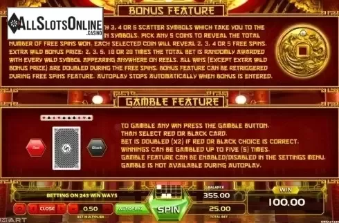 Paytable 2. King Of Wealth from GameArt