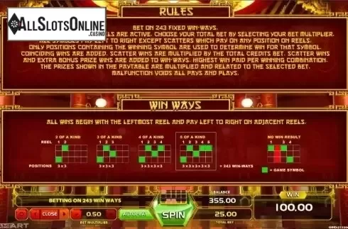 Paytable 3. King Of Wealth from GameArt