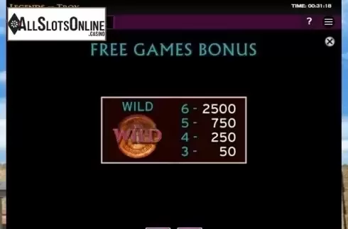 Game Rules 2. Legends of Troy from High 5 Games