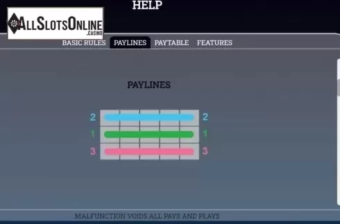 Paytable screen 2. License to Spin from Arrows Edge