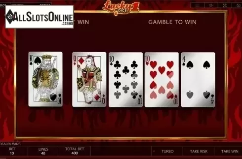 Gamble game workflow screen . Lucky Dice 1 from Endorphina