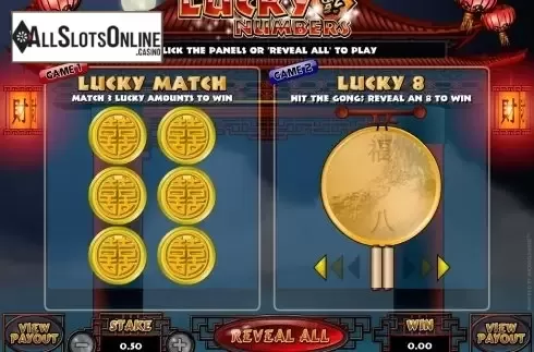 Game workflow screen. Lucky Numbers from Microgaming