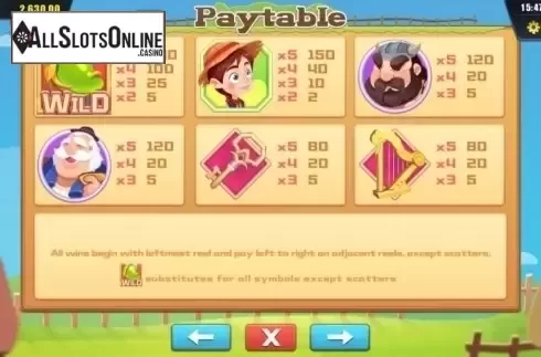 Paytable. Magic Bean Legend from Dream Tech