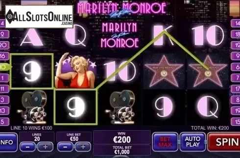 Win Screen. Marilyn Monroe from Playtech