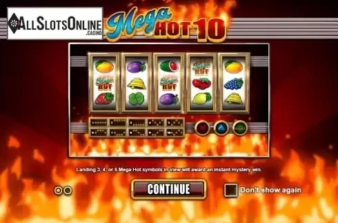 Start screen. Mega Hot 10 from Betsson Group