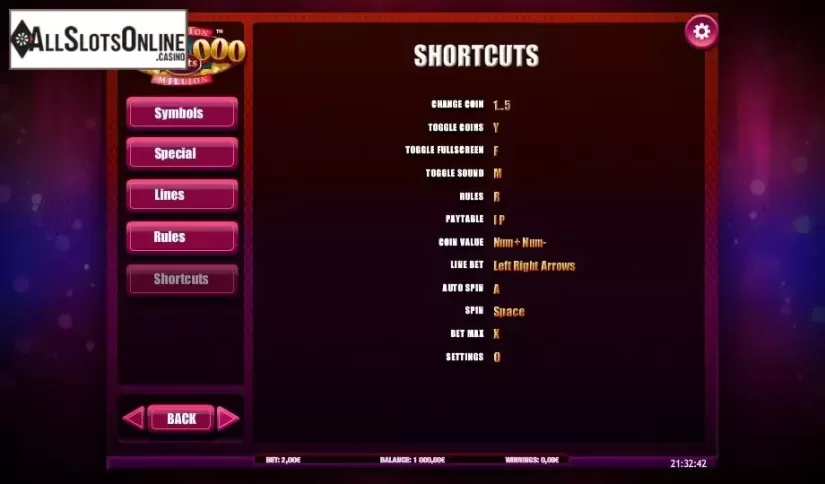 Paytable 5. Million Cents HD from iSoftBet