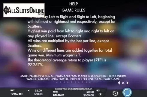 Paytable 1. Night of Sevens from Genesis