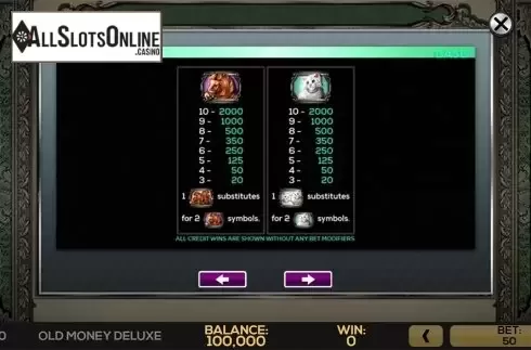Paytable 2. Old Money Deluxe from High 5 Games