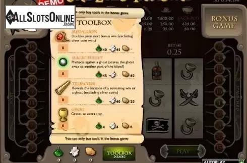 Paytable . One-Eye's Treasure from PAF