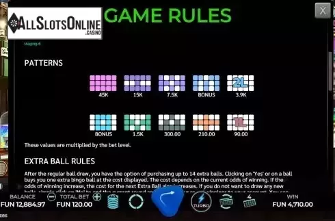 Win patterns screen