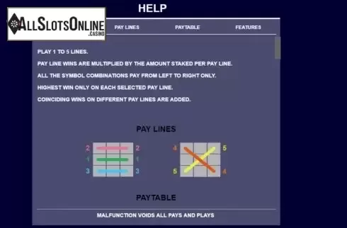 Paytable screen 2. Pixiu from Arrows Edge