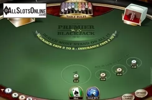Game Screen. Premier Hi Lo Blackjack from Microgaming