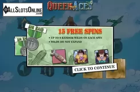 Free Spins screen