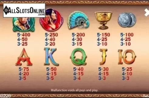 Paytable. Running Toro from CQ9Gaming