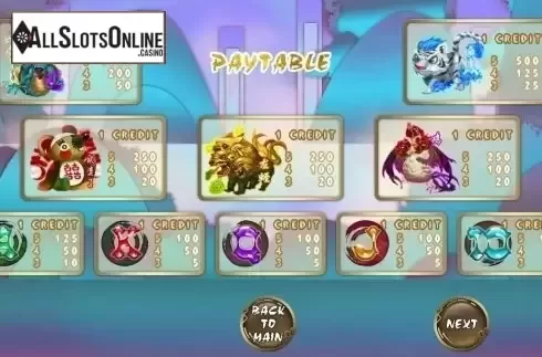 Paytable. Shan Hai Jing from Vela Gaming