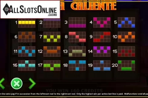 Paylines. Siesta Caliente from Fils Game