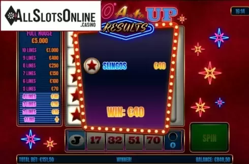 Win screen 1. Slingo Ante Up from Slingo Originals
