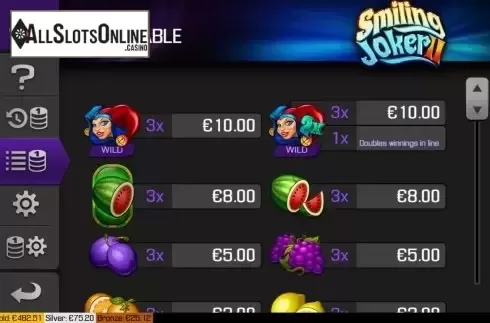 Paytable screen 1. Smiling Joker 2 from Apollo Games