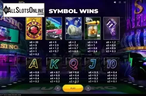 Paytable screen