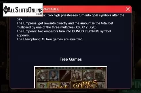 Paytable 2. TREASURE TAROT from XIN Gaming