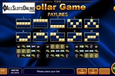 Paylines screen