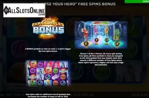 Free Spins screen