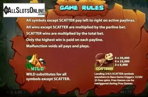 Paytable 1. The King of Dinosaurs from KA Gaming