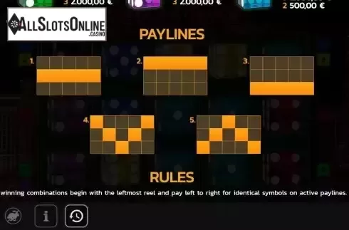 Paylines screen