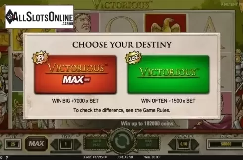 Start Screen. Victorious MAX from NetEnt