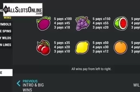 Paytable 2. Wild Funland from Slot Factory