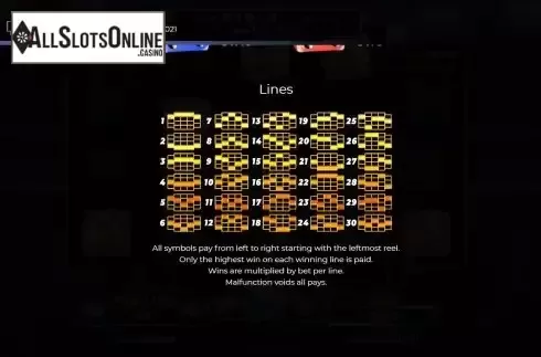 Paylines screen