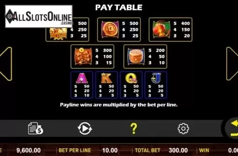 Paytable. Wu Jin Cai Yuan from Aspect Gaming