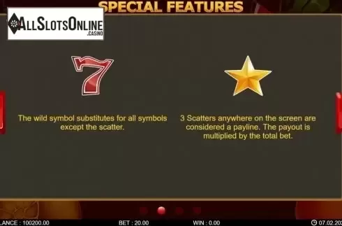 Feature screen 1. 20 Hot Spins from 7mojos