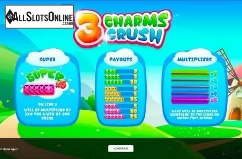 Paytable. 3 Charms Crush from iSoftBet