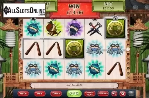 Win screen. 5 Ninjas from Eyecon