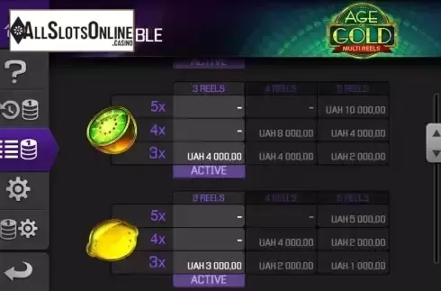 Paytable screen 3