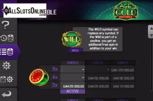 Paytable screen