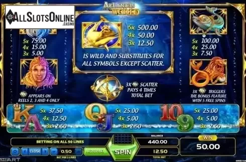 Paytable 1. Atlantis World from GameArt